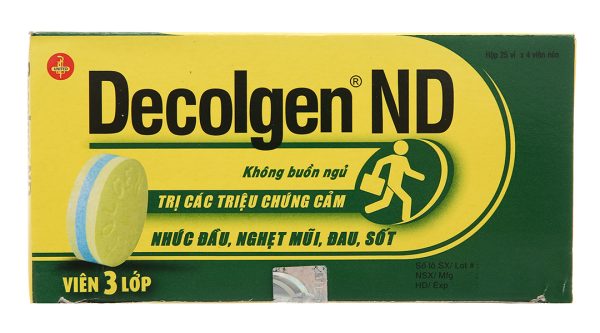 Decolgen ND trị triệu chứng cảm thông thường, viêm mũi dị ứng (25 vỉ x 4 viên)