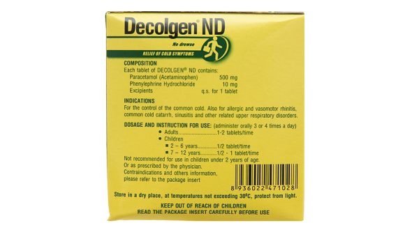 Decolgen ND trị triệu chứng cảm thông thường, viêm mũi dị ứng (25 vỉ x 4 viên)