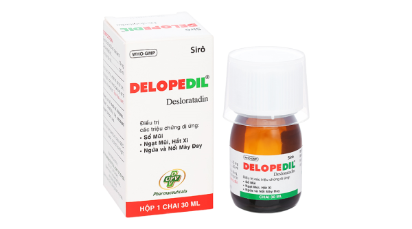 Sirô Delopedil trị sổ mũi, hắt hơi, phát ban, mày đay chai 30ml