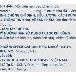 Deslornine 5mg làm giảm các triệu chứng của viêm mũi dị ứng, mày đay (3 vỉ x 10 viên)