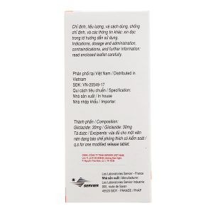 Diamicron MR 30mg trị đái tháo đường tuýp 2 (2 vỉ x 30 viên)