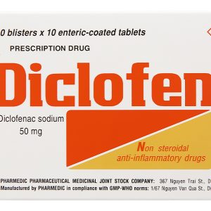 Diclofen 50mg giảm đau, kháng viêm xương khớp (10 vỉ x 10 viên)