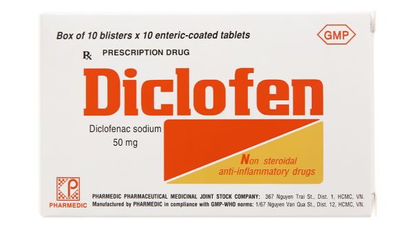 Diclofen 50mg giảm đau, kháng viêm xương khớp (10 vỉ x 10 viên)