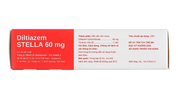 Diltiazem Stella 60mg trị và dự phòng đau thắt ngực (3 vỉ x 10 viên)