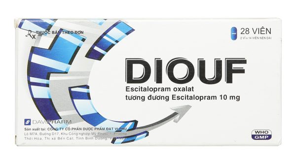 Diouf 10mg trị trầm cảm nặng, rối loạn hoảng loạn (2 vỉ x 14 viên)