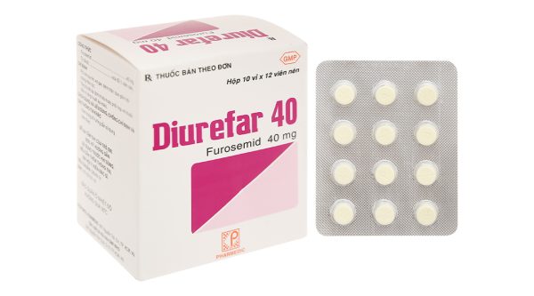 Diurefar 40 trị phù do suy tim, xơ gan, bệnh thận, tăng huyết áp (10 vỉ x 12 viên)