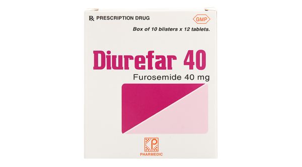 Diurefar 40 trị phù do suy tim, xơ gan, bệnh thận, tăng huyết áp (10 vỉ x 12 viên)