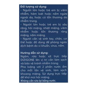 Dung dịch Dizigone loại bỏ vi khuẩn chai 300ml