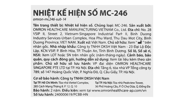 Nhiệt kế điện tử đo thân nhiệt Omron MC-246