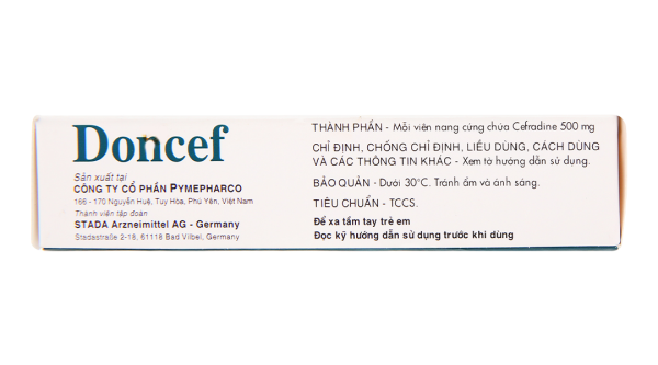 Doncef 500mg trị nhiễm khuẩn da, nhiễm khuẩn hô hấp (3 vỉ x 10 viên)