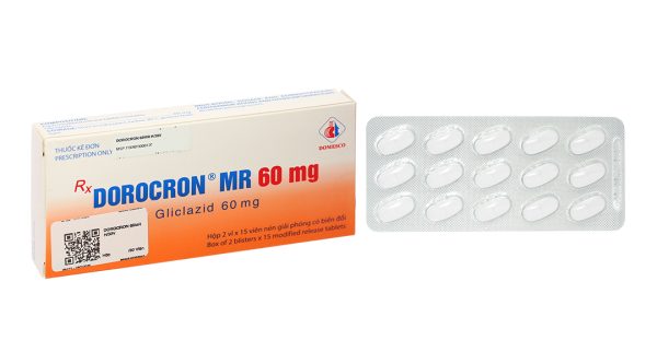 Dorocron MR 60mg trị đái tháo đường tuýp 2 không phụ thuộc insulin (2 vỉ x 15 viên)