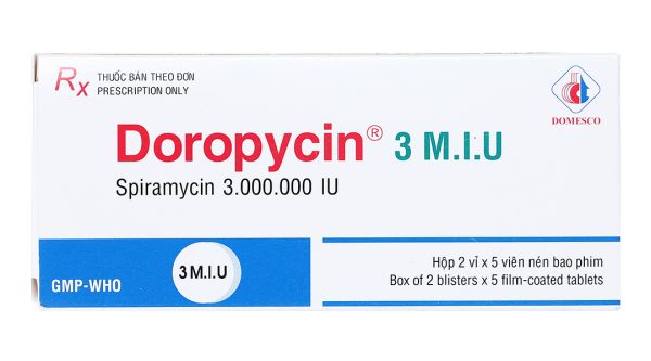 Doropycin 3 M.I.U trị nhiễm khuẩn đường hô hấp (2 vỉ x 5 viên)