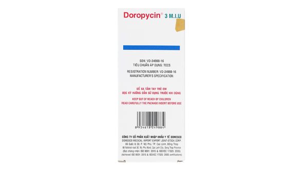 Doropycin 3 M.I.U trị nhiễm khuẩn đường hô hấp (2 vỉ x 5 viên)