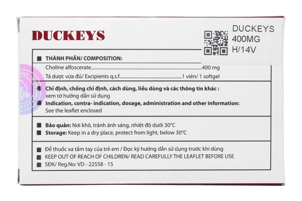 Duckeys 400mg hỗ trợ trị giảm vận động, sa sút trí tuệ, Alzheimer (1 vỉ x 14 viên)