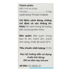 Dung dịch nhỏ mắt Timo Drop 5mg/ml giảm áp lực nội nhãn, trị glaucom chai 5ml