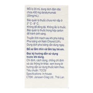 Dung dịch pha tiêm Darzalex 400mg/20ml điều trị đa u tuỷ lọ 20ml