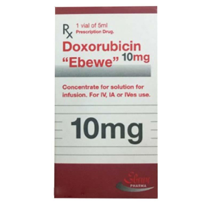 Dung dịch tiêm Doxorubicin Ebewe 10mg/5ml điều trị u cứng, ung thư máu chai 5ml