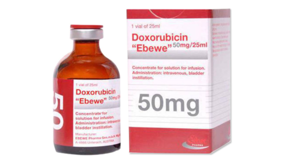 Dung dịch tiêm Doxorubicin Ebewe 10mg/5ml điều trị u cứng, ung thư máu chai 25ml