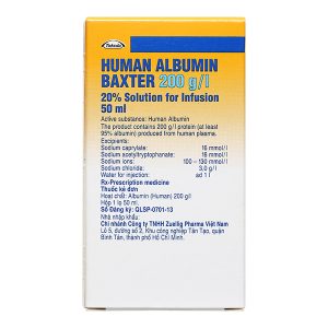 Dung dịch tiêm Human Albumin Baxter 200g/l phục hồi và duy trì thể tích máu lọ 50ml