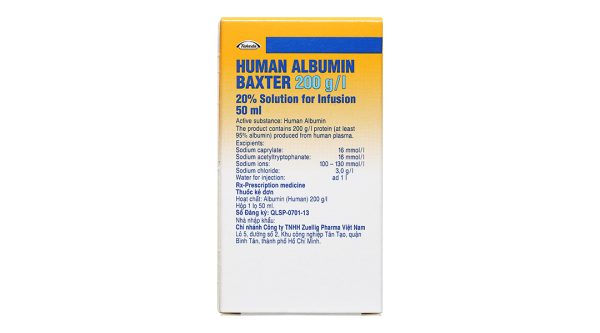 Dung dịch tiêm Human Albumin Baxter 200g/l phục hồi và duy trì thể tích máu lọ 50ml