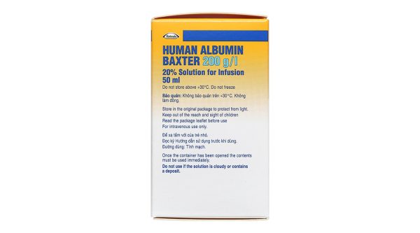 Dung dịch tiêm Human Albumin Baxter 200g/l phục hồi và duy trì thể tích máu lọ 50ml