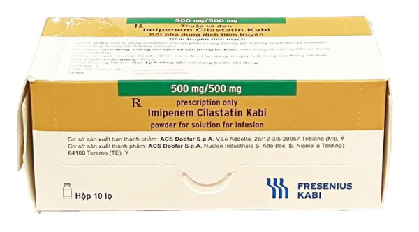 Dung dịch tiêm Imipenem Cilastatin Kabi điều trị nhiễm khuẩn nặng (10 lọ x 20ml)