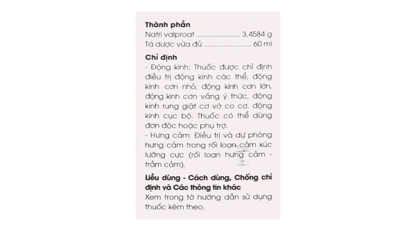 Sirô Dalekine điều trị động kinh các thể, điều trị & dự phòng hưng cảm chai 60ml