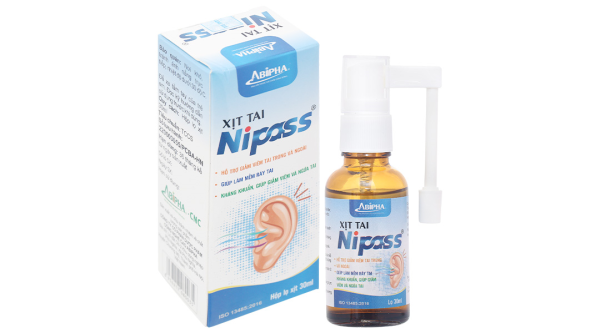 Dung dịch xịt tai Nipass hỗ trợ giảm viêm tai, kháng khuẩn chai 30ml