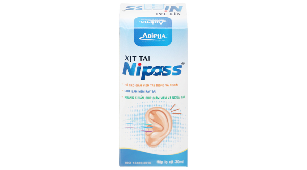 Dung dịch xịt tai Nipass hỗ trợ giảm viêm tai, kháng khuẩn chai 30ml