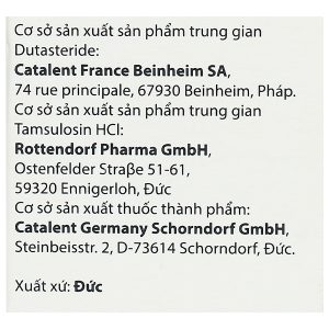 Duodart 0.5mg/0.4mg trị phì đại lành tính tuyến tiền liệt hộp 30 viên