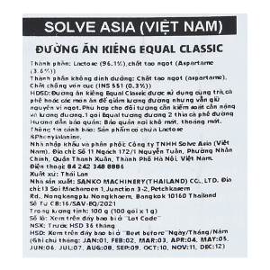 Đường ăn kiêng Equal Classic hộp 100g (100 gói x1g)
