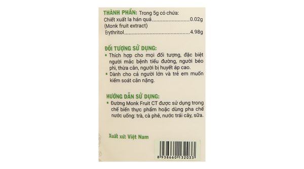 Đường ăn kiêng Monk Fruit CT túi 200g