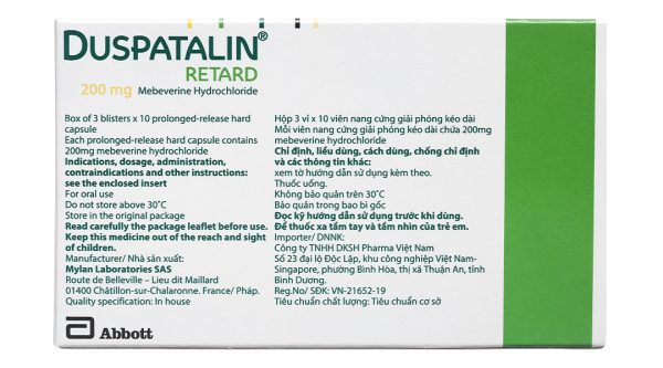 Duspatalin Retard 200mg trị đau do rối loạn chức năng tiêu hóa (3 vỉ x 10 viên)