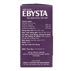 Hỗn dịch uống Ebysta 20mg trị trào ngược dạ dày, thực quản (20 gói x 10ml)