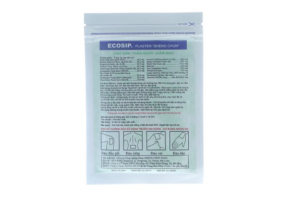 Cao dán thảo dược Ecosip (7,5cm x 10cm) giảm đau cơ xương khớp gói 5 miếng