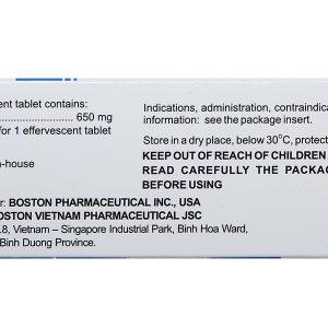 Viên sủi Effer-Paralmax Extra 650mg giảm đau, hạ sốt từ nhẹ đến vừa (5 vỉ x 4 viên)