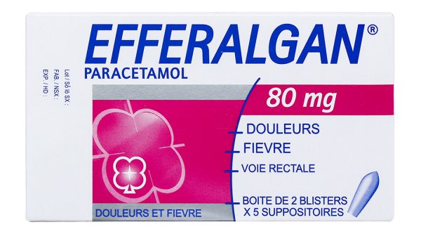 Viên đặt trực tràng Efferalgan 80mg giảm đau, hạ sốt (2 vỉ x 5 viên)