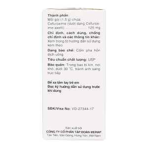 Cốm pha hỗn dịch uống Efodyl 125mg trị nhiễm khuẩn thể nhẹ đến vừa (20 gói x 1,5g)