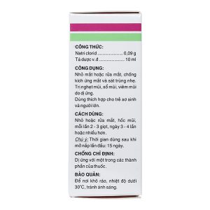 Dung dịch nhỏ mắt, mũi Efticol 0.9% vệ sinh mắt, mũi chai 10ml