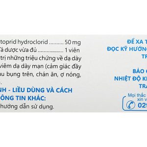 Eltium 50 trị triệu chứng viêm dạ dày mãn tính (5 vỉ x 10 viên)