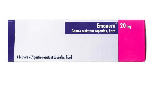 Emanera 20mg trị viêm loét thực quản do trào ngược (4 vỉ x 7 viên)