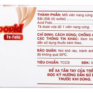 Enpovid Fe-Folic bổ sung sắt và axit folic, trị thiếu máu (10 vỉ x 10 viên)