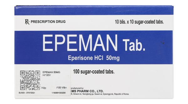 Epeman Tab. 50mg giúp cải thiện chứng tăng trương lực cơ, liệt cơ (10 vỉ x 10 viên)