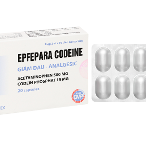 Epfepara Codeine 500mg/15mg giảm đau, hạ sốt, chống viêm, chữa ho (2 vỉ x 10 viên)