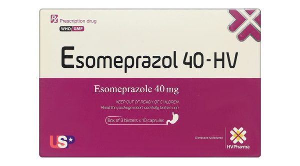 Esomeprazol 40-HV điều trị trào ngược dạ dày, thực quản (3 vỉ x 10 viên)