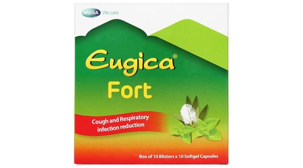 Eugica Fort điều trị các chứng ho, đau họng, sổ mũi (10 vỉ x 10 viên)