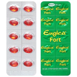 Eugica Fort điều trị các chứng ho, đau họng, sổ mũi (10 vỉ x 10 viên)