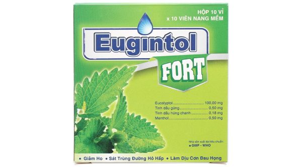 Eugintol Fort điều trị các chứng ho do đau họng, sổ mũi, cảm cúm (10 vỉ x 10 viên)