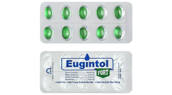 Eugintol Fort điều trị các chứng ho do đau họng, sổ mũi, cảm cúm (10 vỉ x 10 viên)