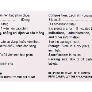 Eugra 50 trị rối loạn cương dương (1 vỉ x 4 viên)